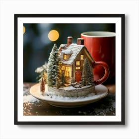 Firefly Charming Miniature Winter Cottage In A Cozy Cup 12290 (2) Art Print