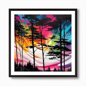 Sunset In The Woods 12 Art Print