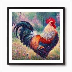 Rooster In The Field Art Print