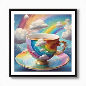 Rainbow Tea Cup Art Print