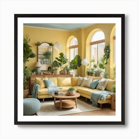 Default A Sundrenched Living Room With Soft Yellow Walls Natur 0 Art Print