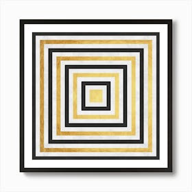 Gold and black lines 1 Art Print