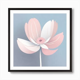 A White And Pink Flower In Minimalist Style Square Composition 726 Art Print