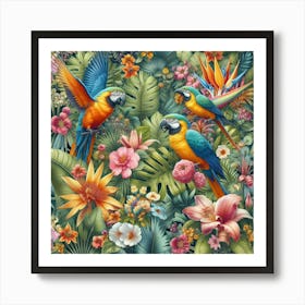 Parrot seamless pattern art Art Print