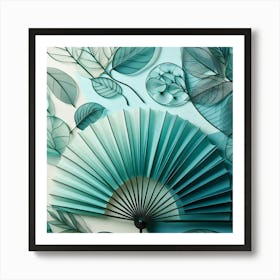 Fan of green-blue transparent leaves 6 Art Print