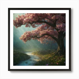 Cherry Blossom Tree The Magic of Watercolor: A Deep Dive into Undine, the Stunningly Beautiful Asian Goddess Art Print