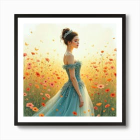 Elegant Empress In A Watercolor Vibrant Field 1 Art Print