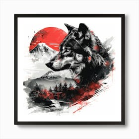 Wolf In The Moonlight 3 Art Print