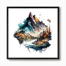 Watercolor Mountain Landscape 2 Art Print