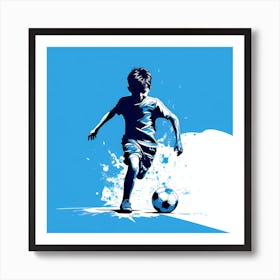 Boy Kicking Soccer Ball 1 Art Print