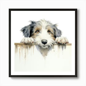 Dog Peeking Over The Wall 27 Art Print