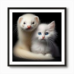 Ferret And Kitten 1 Art Print