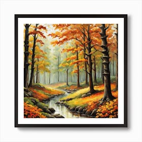 Forest In Autumn In Minimalist Style Square Composition 307 Affiche