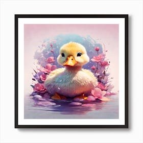 Duckling In Water Affiche