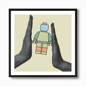 Two Hands Holding A Lego Figure Art Print