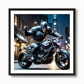 Batman On A Motorcycle fhh Art Print