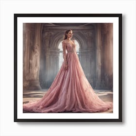 Pink Wedding Dress Art Print