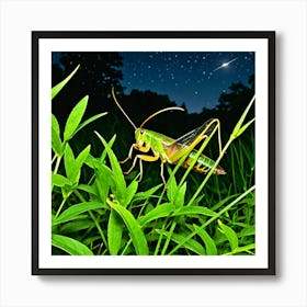 Crickets Insects Chirping Jumping Green Legs Antennae Noise Hopper Herbivores Garden Fiel Art Print