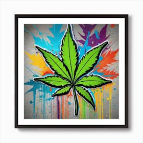 Colorful Marijuana Leaf 5 Art Print