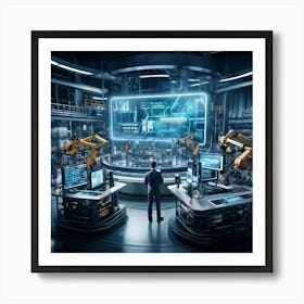 A Detailed Digital Rendering Of Advanced Industrial Cyber Management Process Engineered Automatons 2 1 Art Print