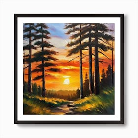 Sunset In The Woods 17 Art Print