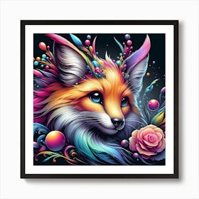 Colorful Fox 1 Art Print