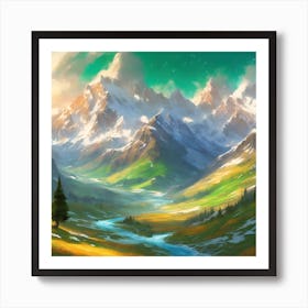 Whispers of the Sunlit Peaks Art Print