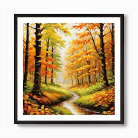 Forest In Autumn In Minimalist Style Square Composition 264 Art Print