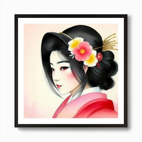 Geisha Wrapped in Tradition Art Print