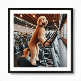 Dog On Exercise Bike Art Print