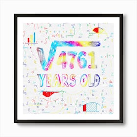 Square Root Of 4761 69th Birthday 69 Years Old Bday Tie Dye Art Print