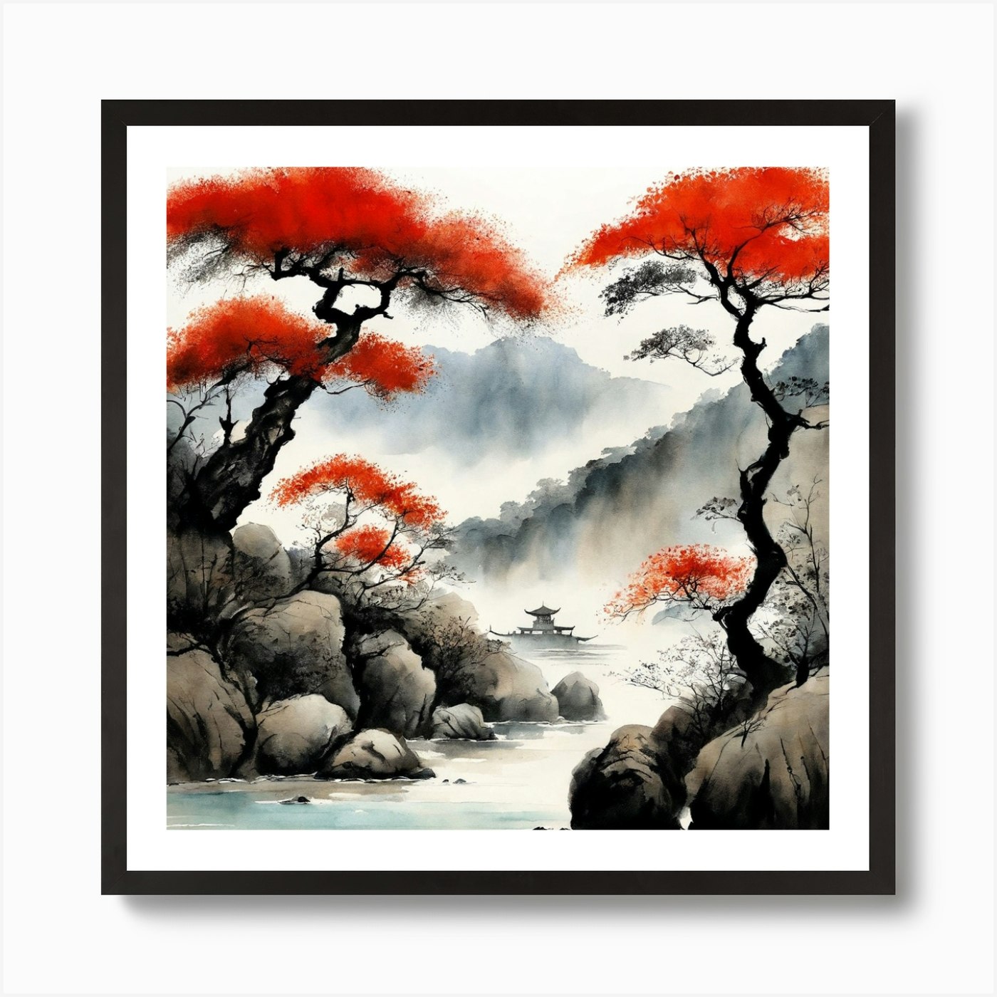 Traditional Japanese Landscape Painting  In the heart of Japan – Au coeur  du Japon