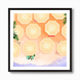 A Day At The Beach Square Art Print