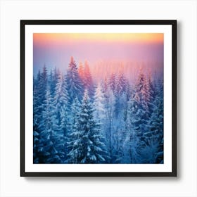 Firefly Dreamy Winter Forest With Ethereal Colorful Mist 67202 (3) Art Print