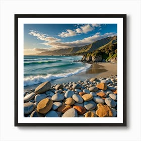 Rocky Beach At Sunset Art Print