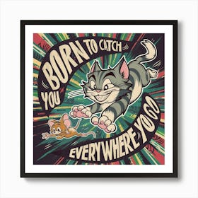 A Captivating and Playful Poster Featuring the Eternal Fight Between Tom and Jerry Art Print