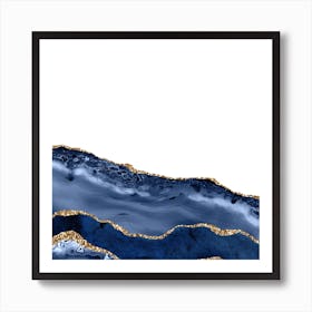 Navy & Gold Agate Texture 20 Art Print