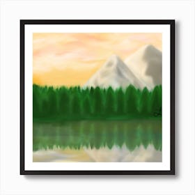 Mountains And The Lake Art Print
