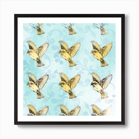 Birds pattern, animals, illustration, wall art Art Print