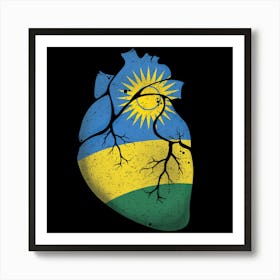 Rwanda Heart Flag Art Print