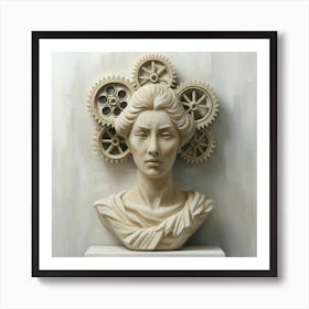 Lady With Gears Art Print