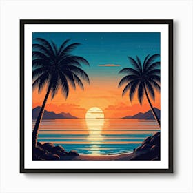 Sunset Palm Trees Art Print