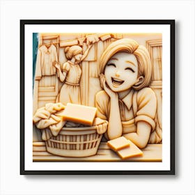 Girl In A Basket Art Print