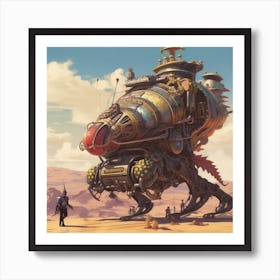 Armadiler Traverse A Steam Powered Desert Encountering Robotic Art Print