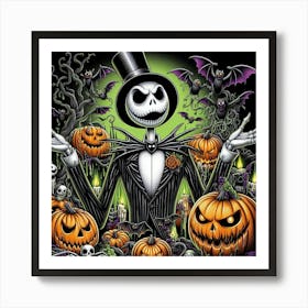 Halloween With Jack Skellington 3 Art Print