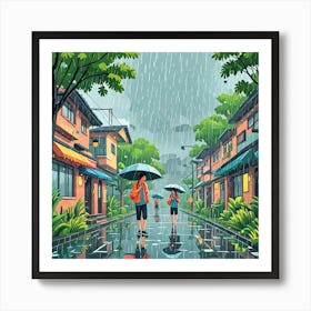 Rainy Day In The City Art Print