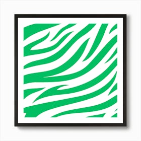 Op Art Zebra in Green and White Póster