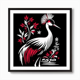 Crane In Chinese Style Art Print