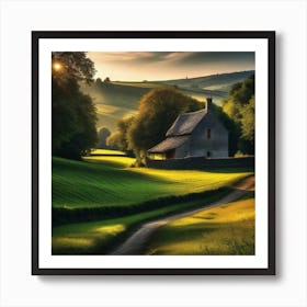 Cottage In The Countryside Art Print