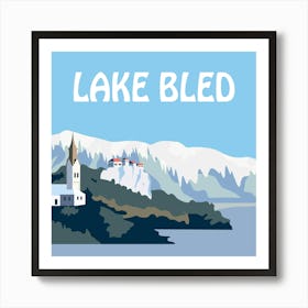 Lake Bled Winter Bold Illustration Art Print